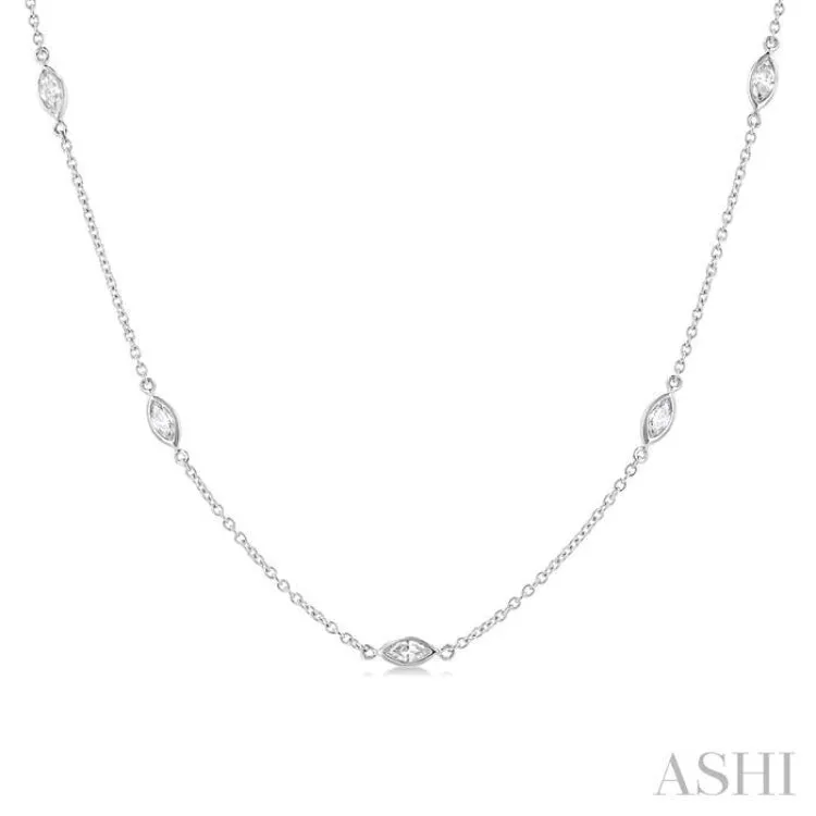 1 Ctw Marquise Cut Diamond Fashion Necklace in 14K White Gold