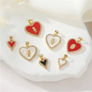 1 Piece 10.6 * Mm 17.3 * Mm 20.2 * Mm Copper Zircon 14K Gold Plated Human Bear Heart Shape Polished Pendant