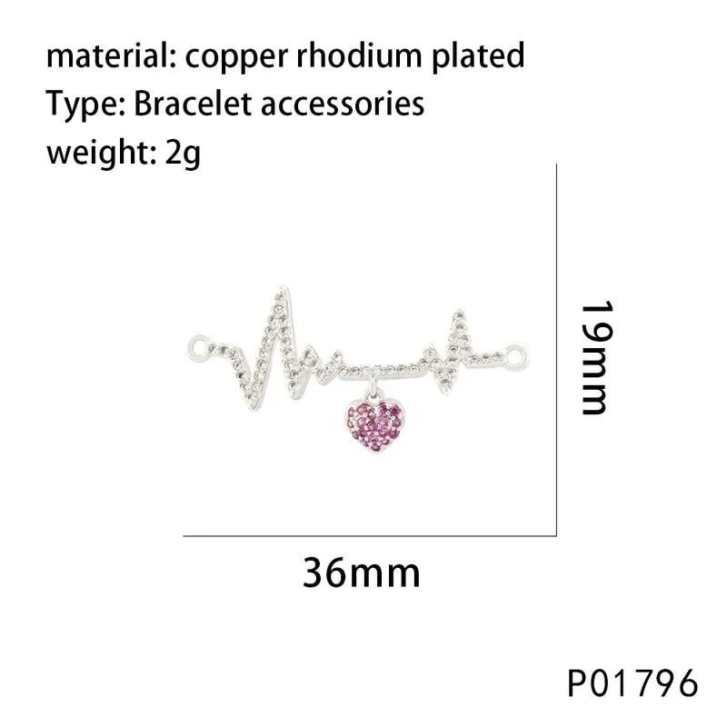 1 Piece 11*40mm 15*28mm 19*36mm Copper Zircon 18K Gold Plated Electrocardiogram Devil's Eye Palm Pendant