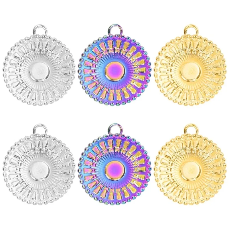 1 Piece 17*19mm 304 Stainless Steel 18K Gold Plated Solid Color Pendant