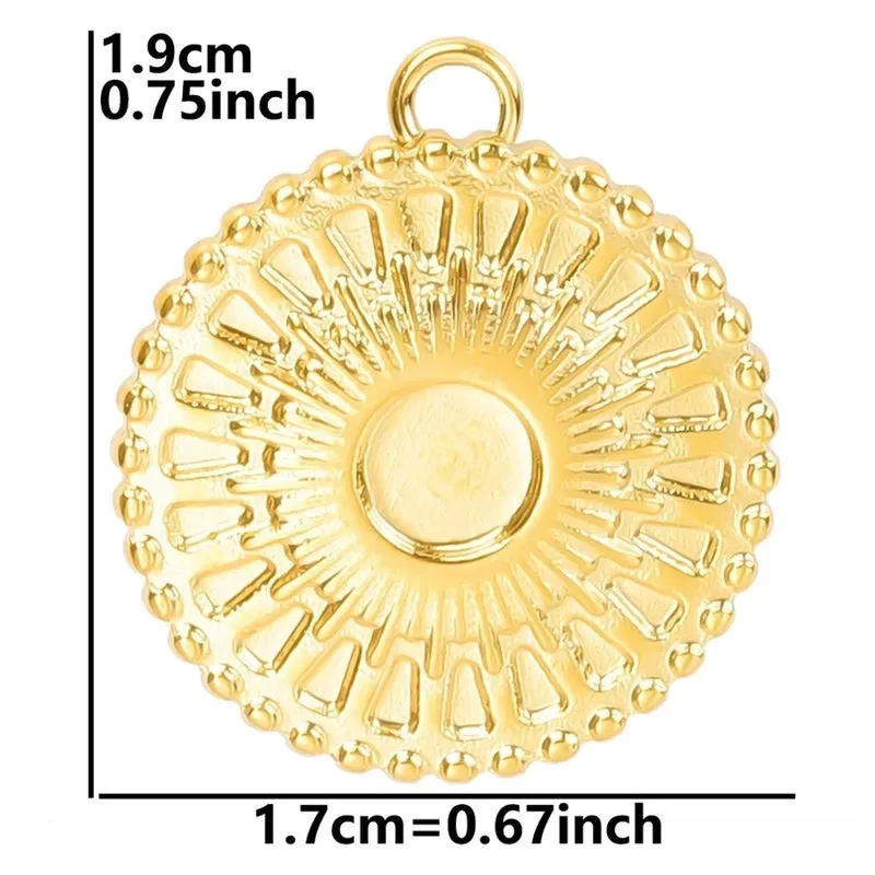 1 Piece 17*19mm 304 Stainless Steel 18K Gold Plated Solid Color Pendant