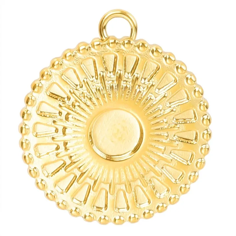 1 Piece 17*19mm 304 Stainless Steel 18K Gold Plated Solid Color Pendant