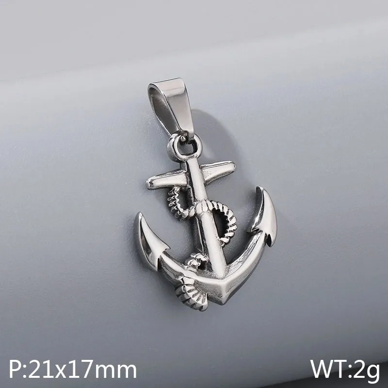 1 Piece 21*17mm 600*3mm 304 Stainless Steel 18K Gold Plated Anchor Pendant Chain