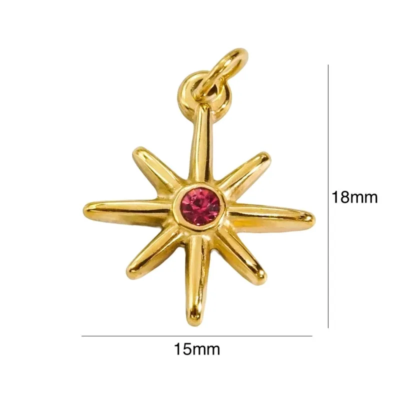 1 Piece 304 Stainless Steel Rhinestone Rhinestones 14K Gold Plated Solid Color Pendant