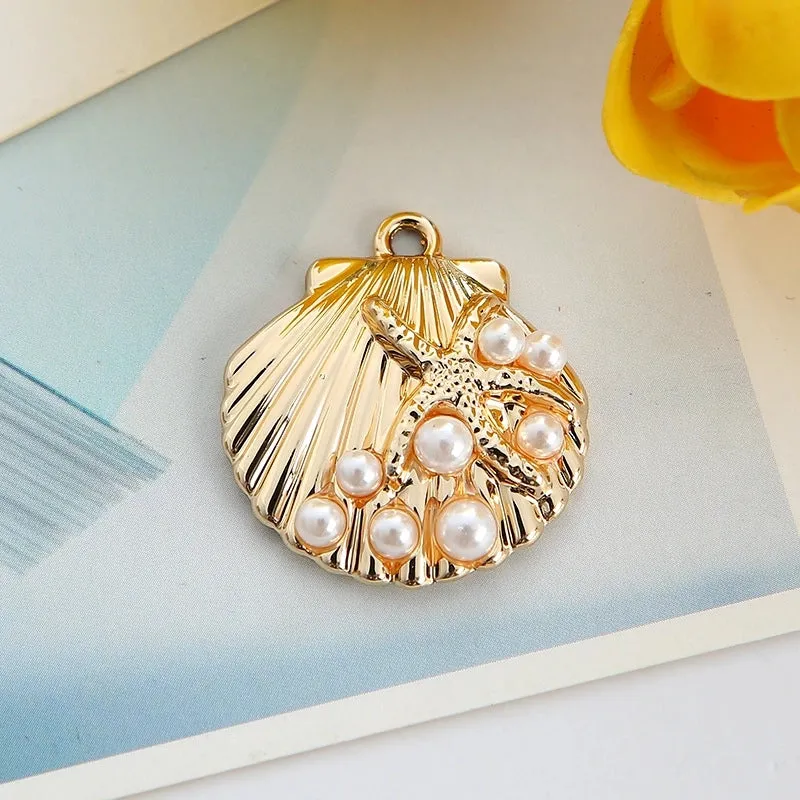 1 Piece Alloy Heart Shape Shell Pendant