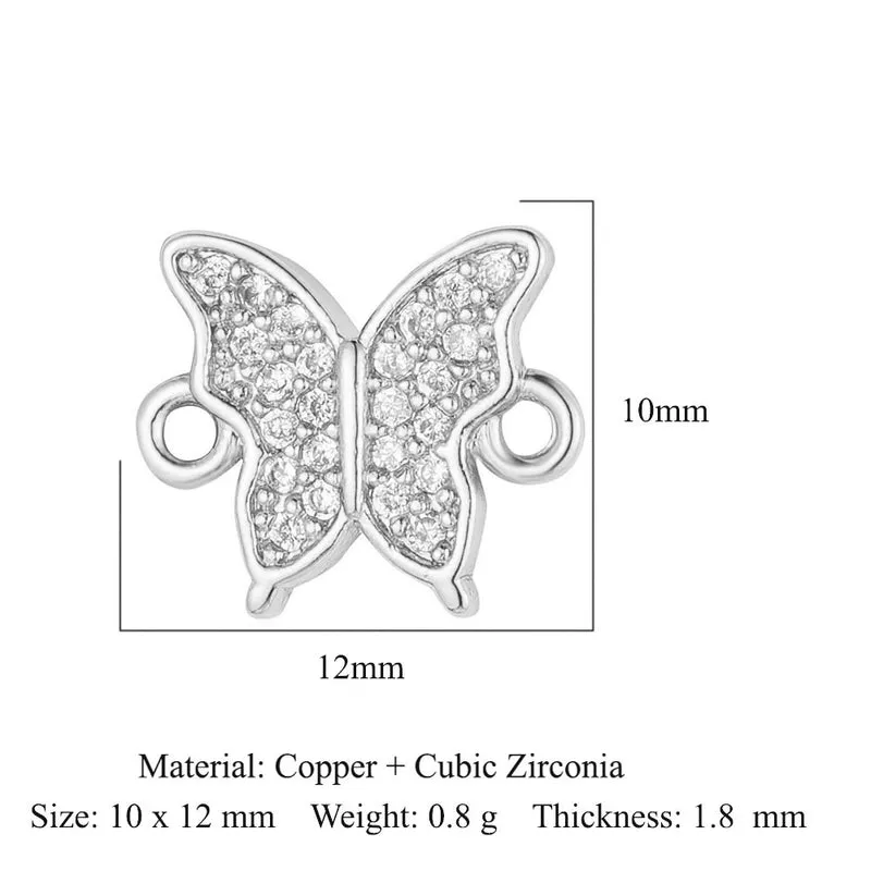 1 Piece Copper Zircon 18K Gold Plated Heart Shape Bee Butterfly