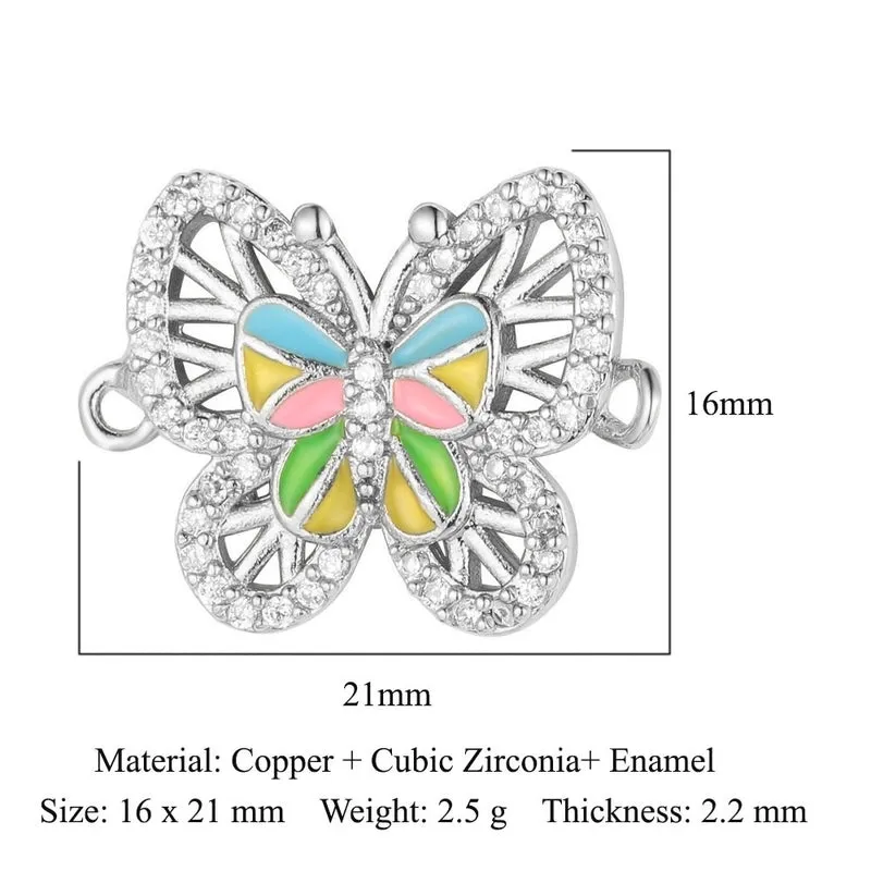 1 Piece Copper Zircon 18K Gold Plated Heart Shape Bee Butterfly