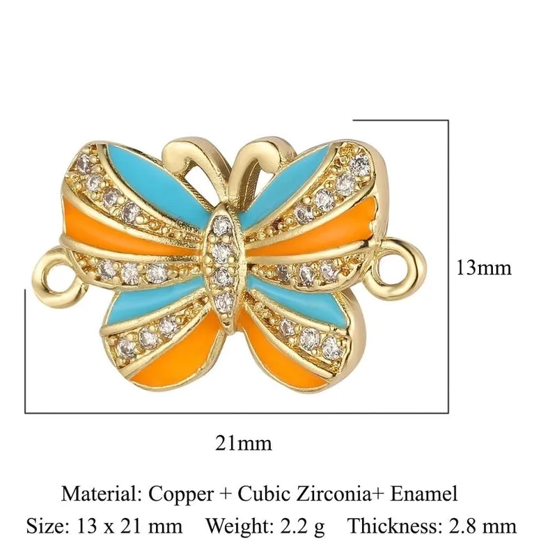 1 Piece Copper Zircon 18K Gold Plated Heart Shape Bee Butterfly