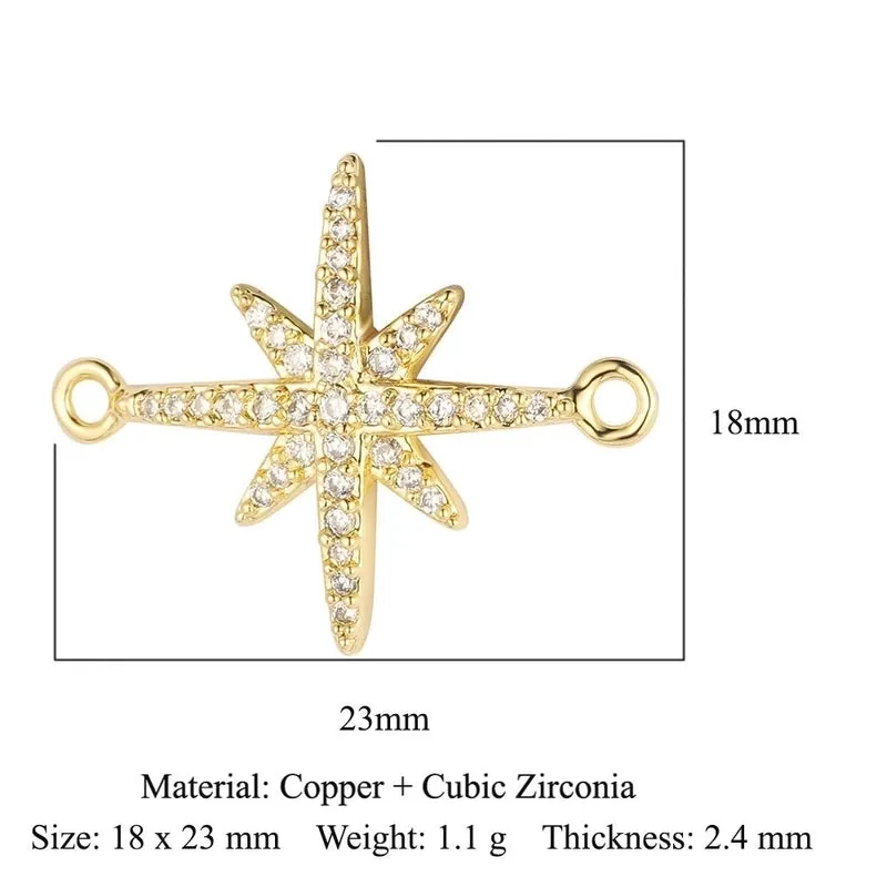 1 Piece Copper Zircon 18K Gold Plated Heart Shape Bee Butterfly