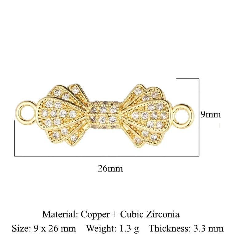 1 Piece Copper Zircon 18K Gold Plated Heart Shape Bee Butterfly