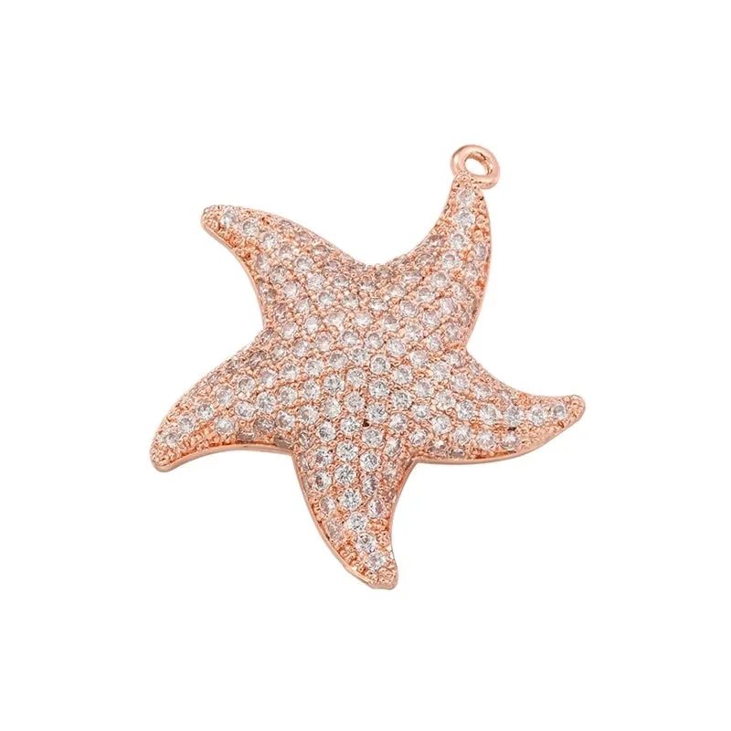 1 Piece Simple Style Starfish Copper Plating Inlay Jewelry Accessories