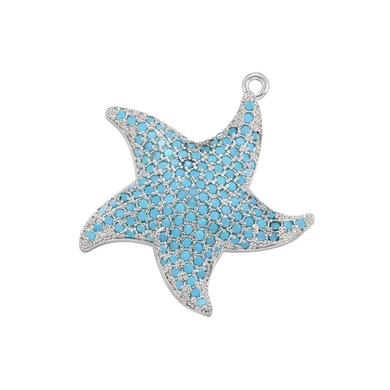 1 Piece Simple Style Starfish Copper Plating Inlay Jewelry Accessories