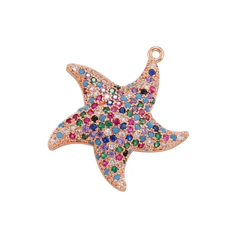 1 Piece Simple Style Starfish Copper Plating Inlay Jewelry Accessories