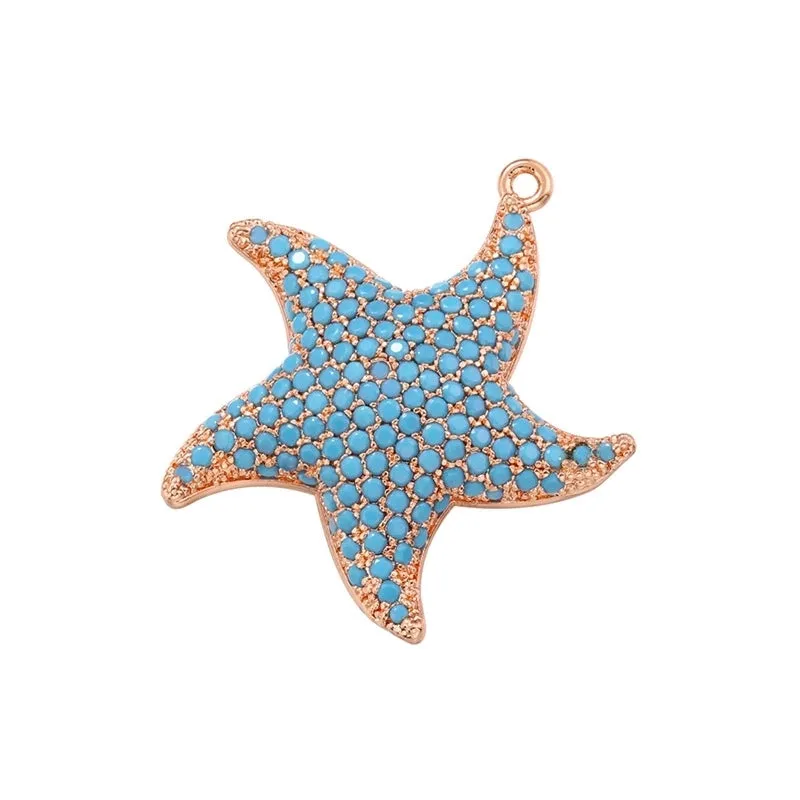 1 Piece Simple Style Starfish Copper Plating Inlay Jewelry Accessories