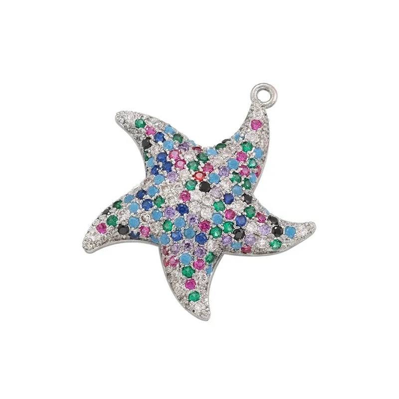 1 Piece Simple Style Starfish Copper Plating Inlay Jewelry Accessories