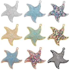 1 Piece Simple Style Starfish Copper Plating Inlay Jewelry Accessories