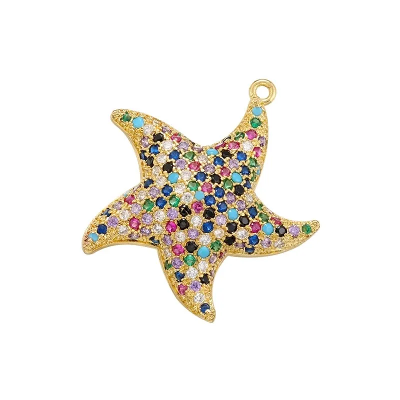 1 Piece Simple Style Starfish Copper Plating Inlay Jewelry Accessories