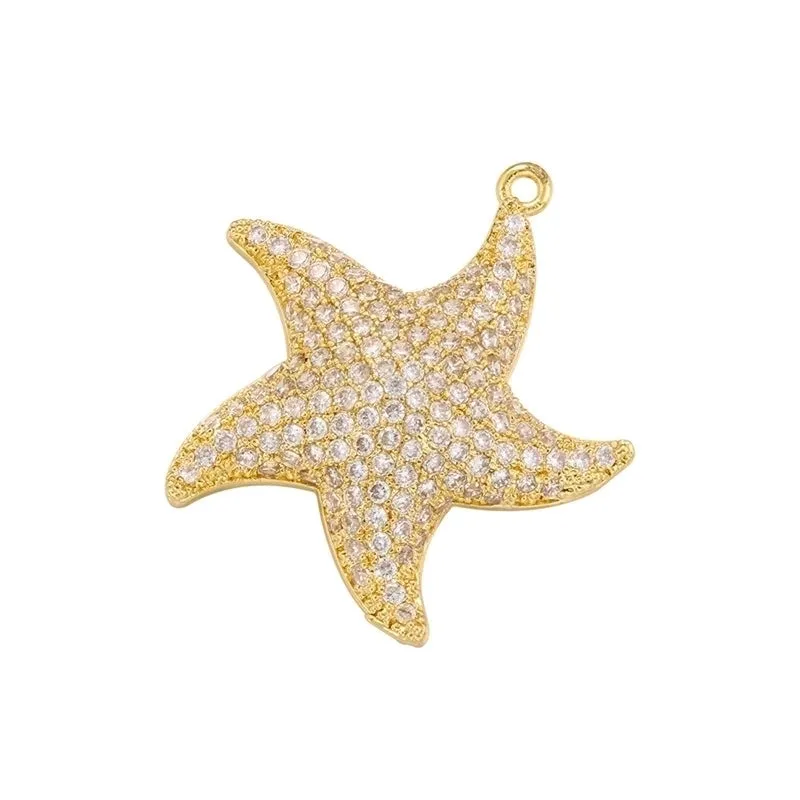 1 Piece Simple Style Starfish Copper Plating Inlay Jewelry Accessories