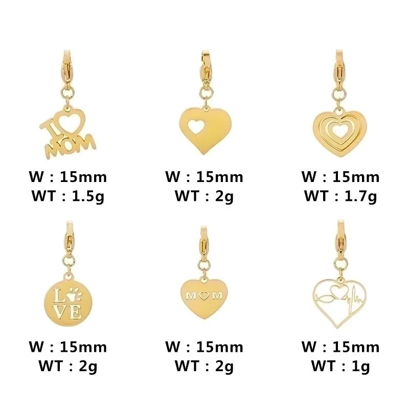 1 Piece Stainless Steel 18K Gold Plated Letter Heart Shape