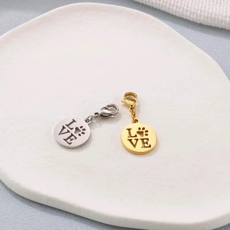 1 Piece Stainless Steel 18K Gold Plated Letter Heart Shape