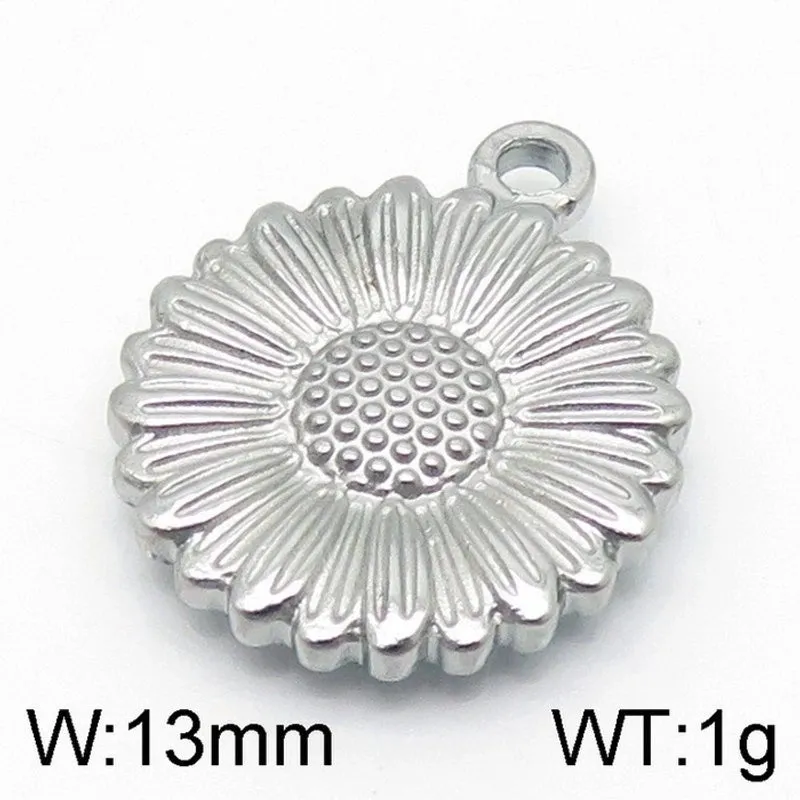 1 Piece Stainless Steel 18K Gold Plated Sunflower