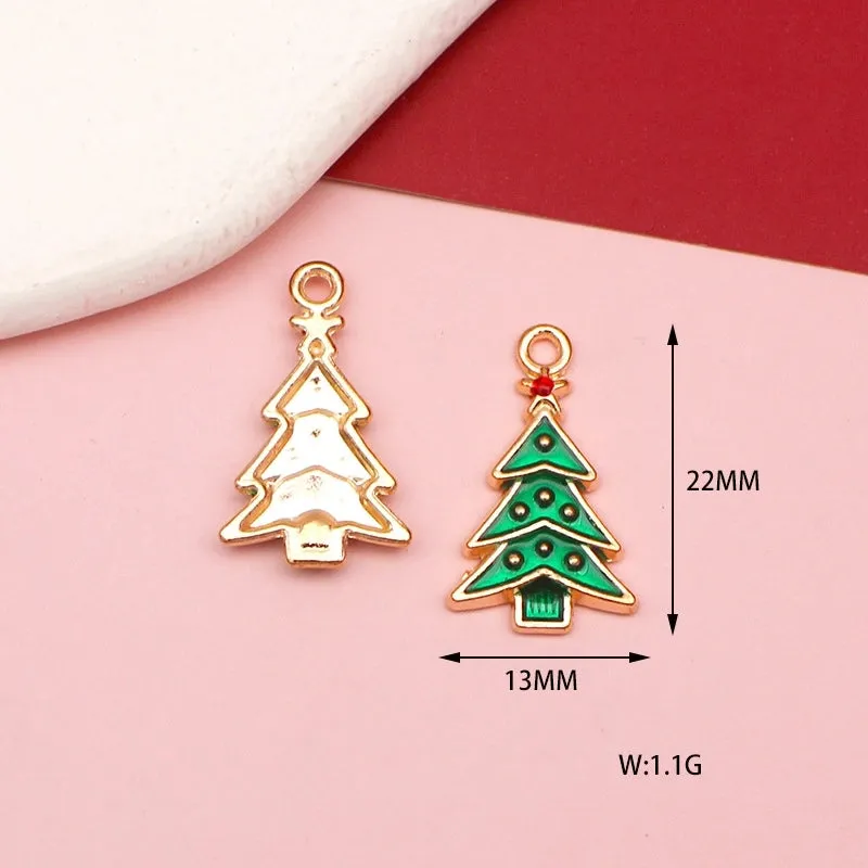 10 PCS/Package 15*15mm 18*33mm 20*22MM Alloy Rhinestones Christmas Tree Santa Claus Elk Pendant