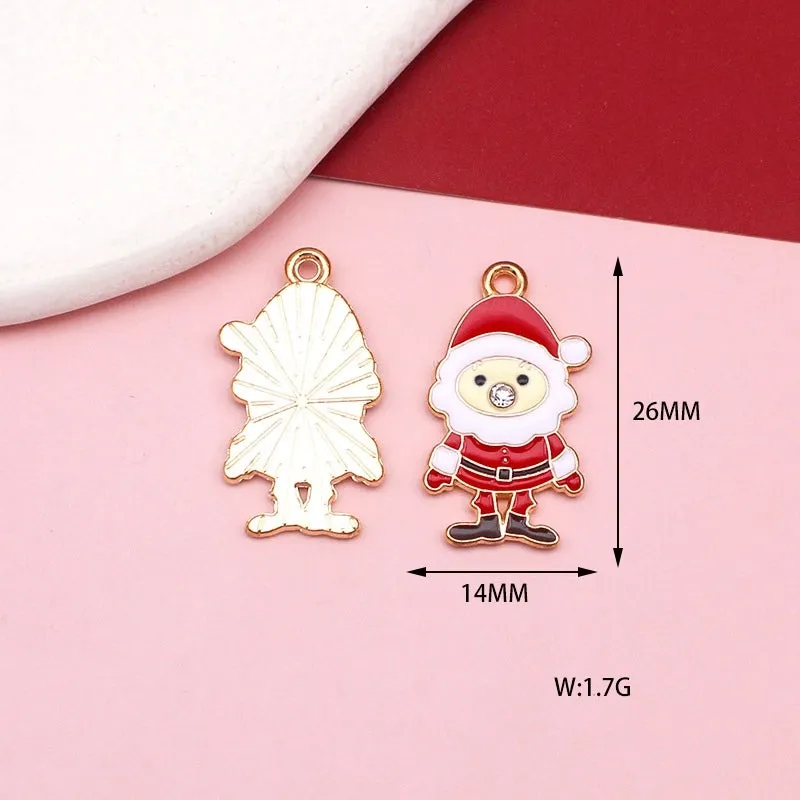 10 PCS/Package 15*15mm 18*33mm 20*22MM Alloy Rhinestones Christmas Tree Santa Claus Elk Pendant