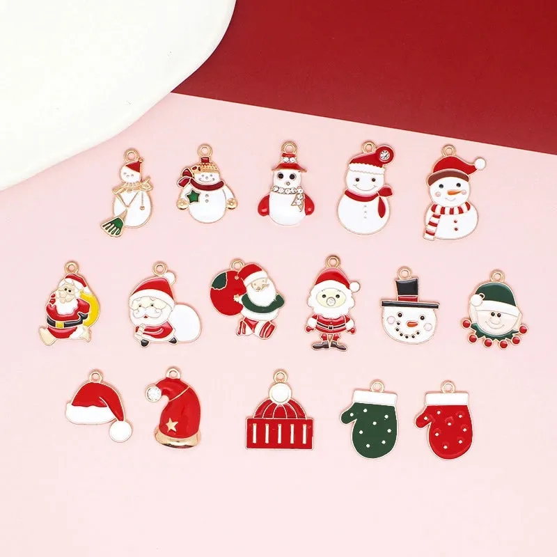 10 PCS/Package 15*15mm 18*33mm 20*22MM Alloy Rhinestones Christmas Tree Santa Claus Elk Pendant