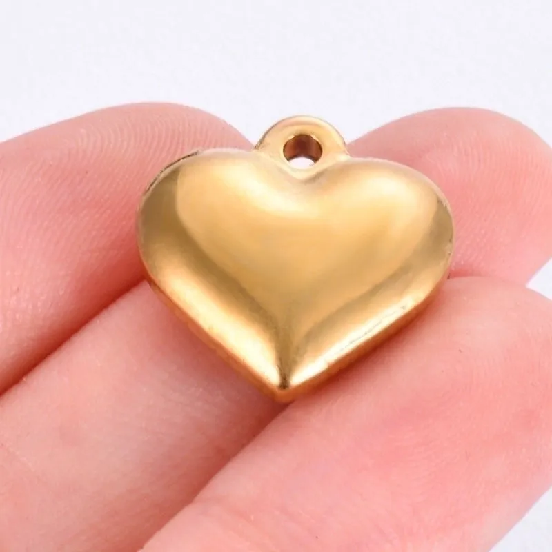 10 Pcs/package Simple Style Heart Shape Stainless Steel Plating Pendant Jewelry Accessories