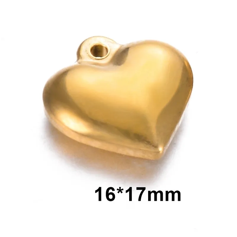 10 Pcs/package Simple Style Heart Shape Stainless Steel Plating Pendant Jewelry Accessories