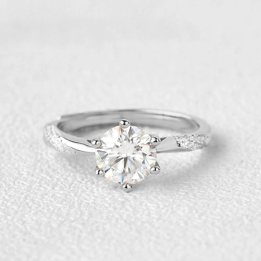 1.0ct Round Cut Moissanite Six-prong Vintage Solitaire Ring