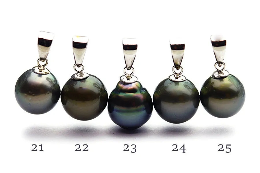 10mm Tahitian Pearl Pendants on Silver (116)