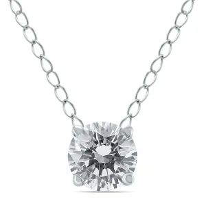 1/2 Carat Floating Round Diamond Solitaire Necklace In 14K White Gold (J-K-L, I2-I3)