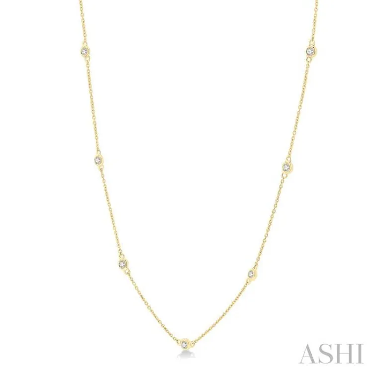 1/3 Ctw Round Cut Diamond Station Necklace in 14K Yellow Gold