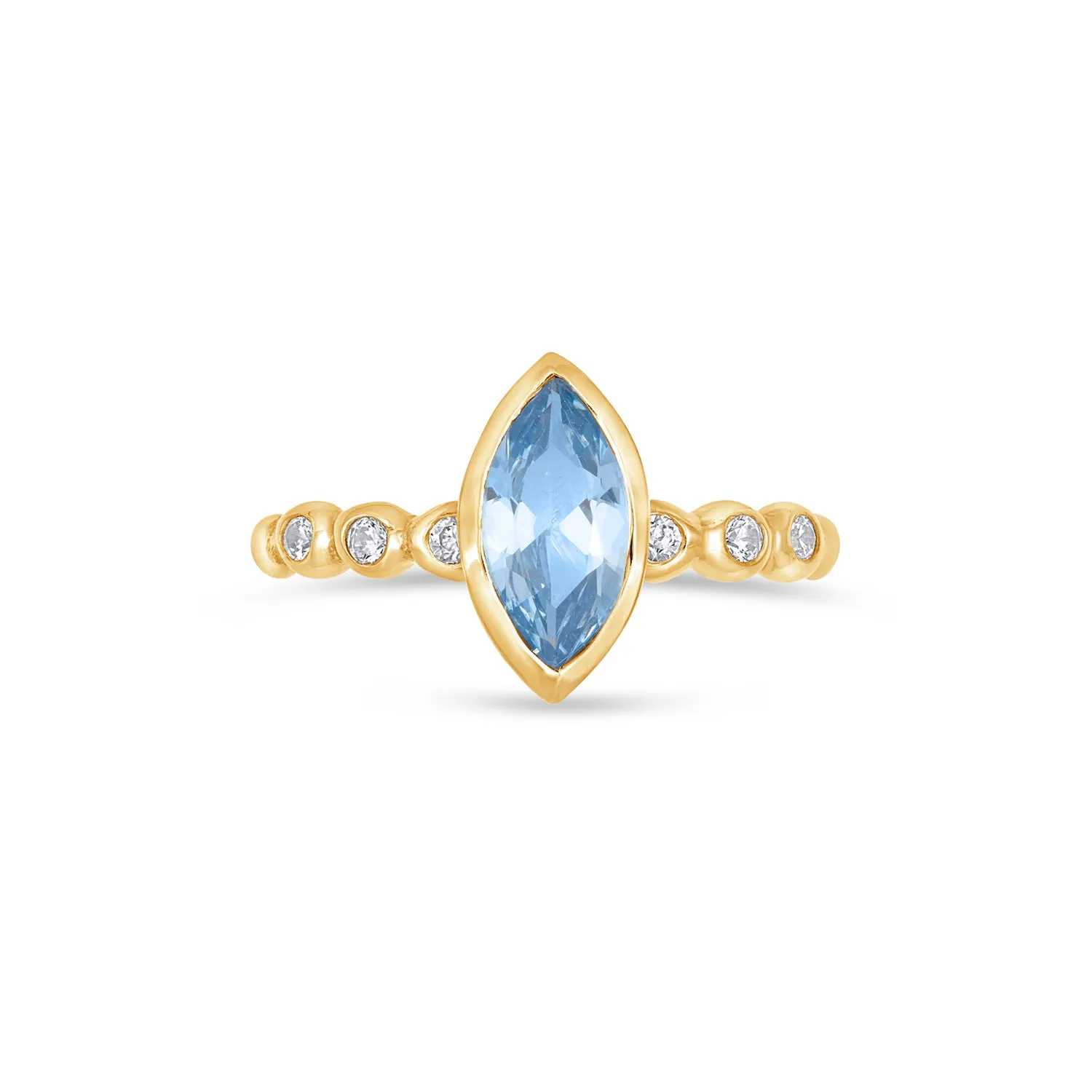 14k Bubbles Narrative Ring with Marquise Aquamarine