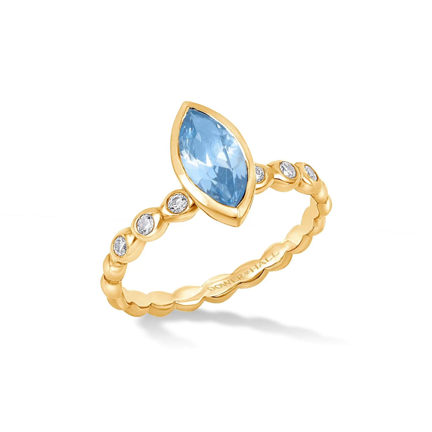 14k Bubbles Narrative Ring with Marquise Aquamarine