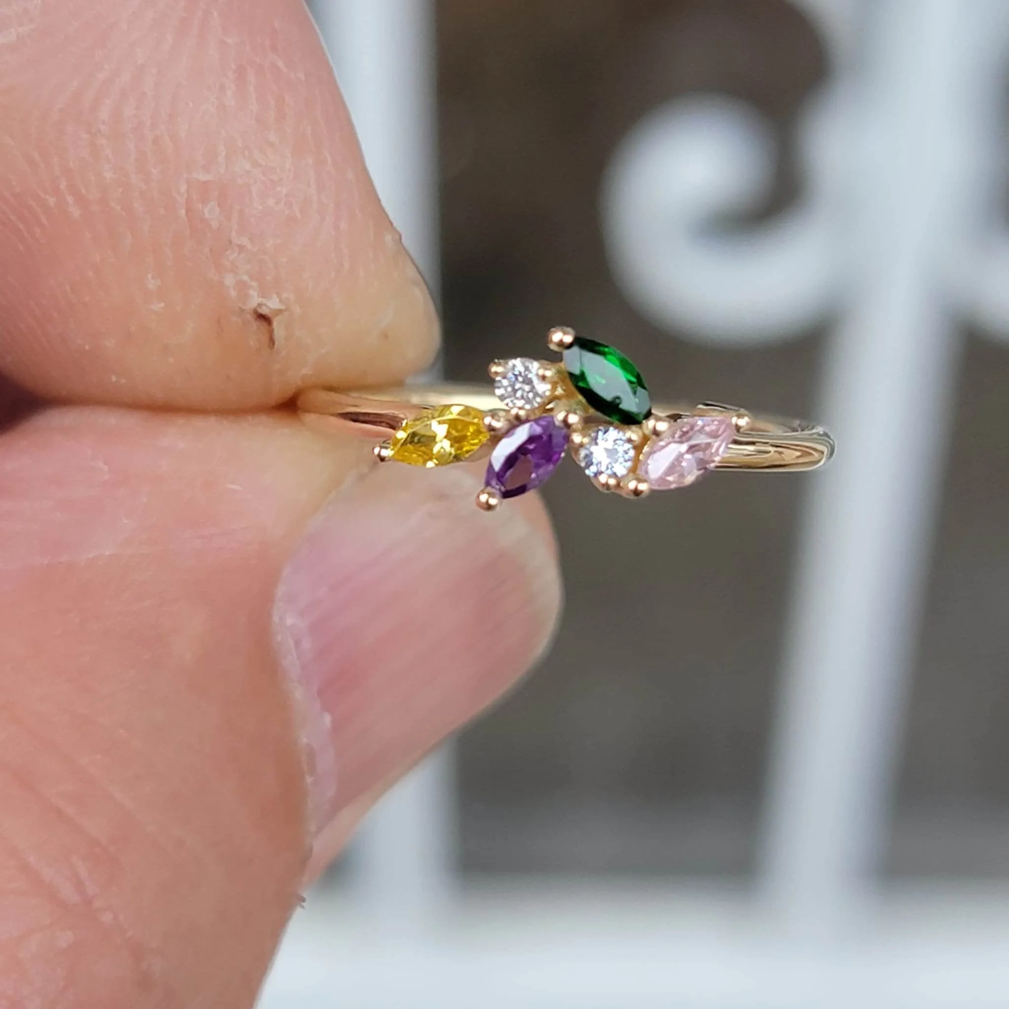 14k Gold Minimalist Gemstone Ring