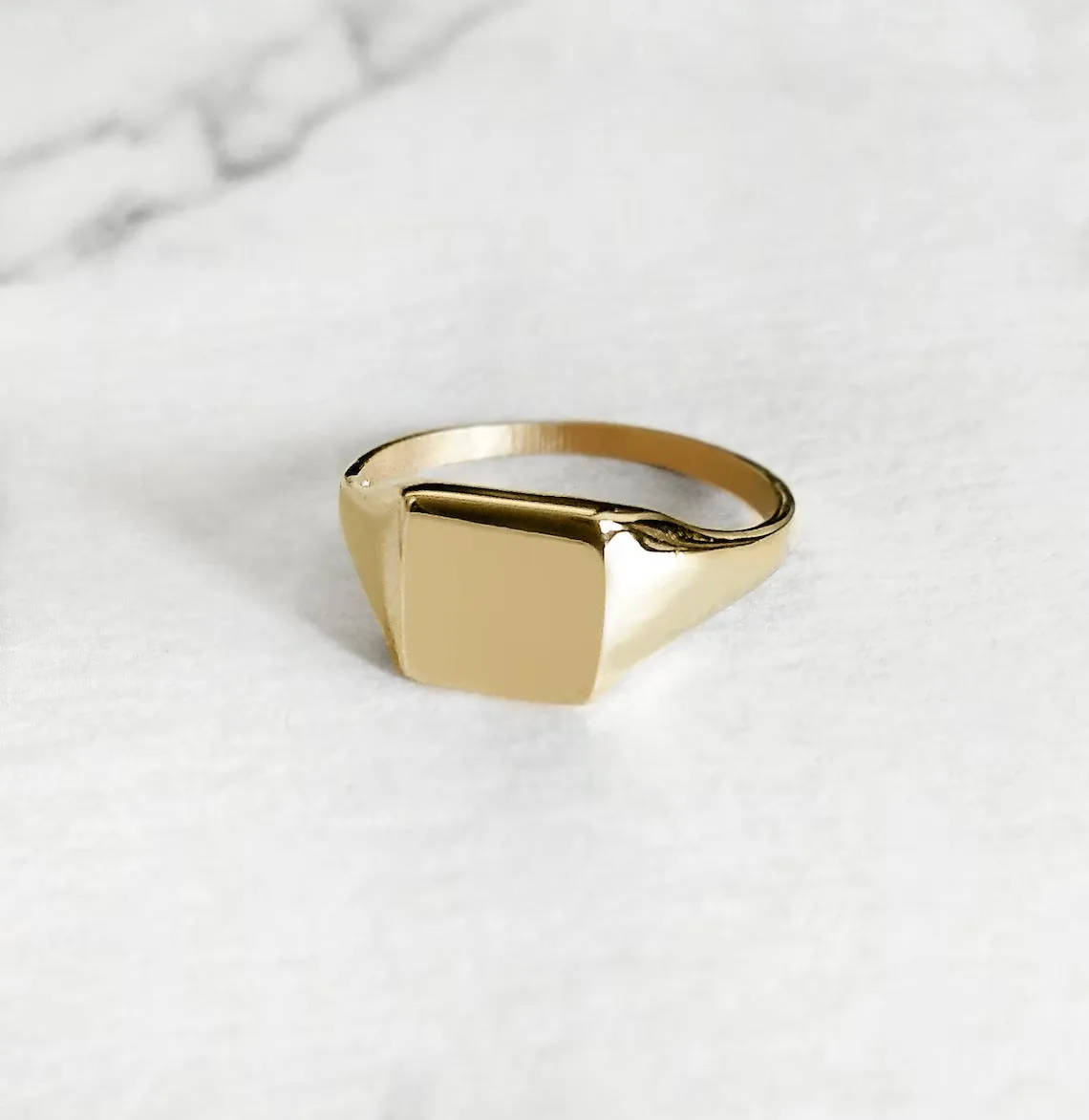 14k Gold Vermeil Small Cushion Shaped Signet Minimalist Rings