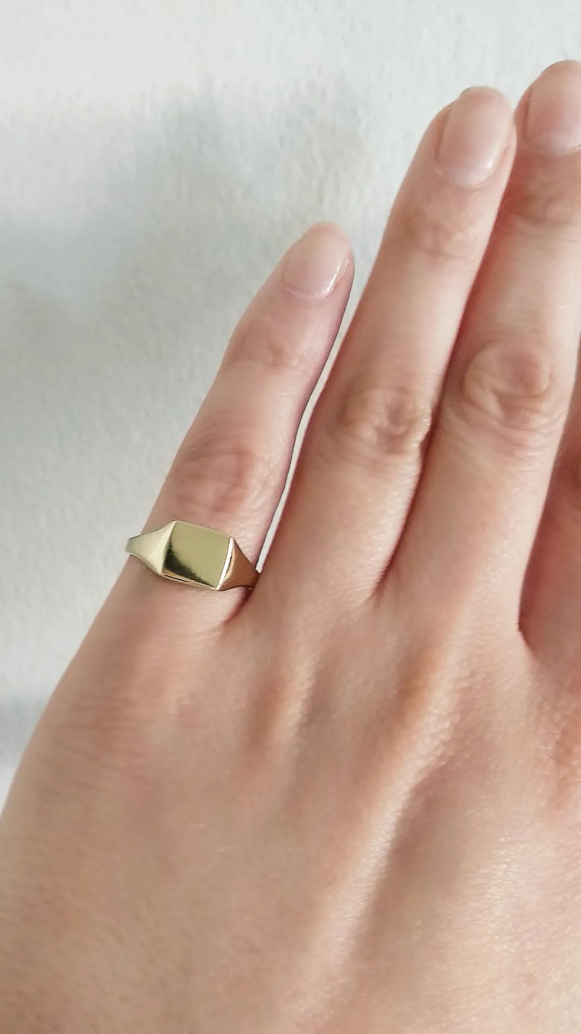 14k Gold Vermeil Small Cushion Shaped Signet Minimalist Rings