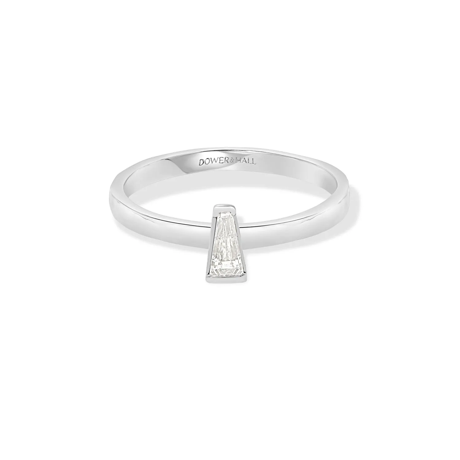 14k Hammered Narrative Ring with Tapered Baguette Diamond