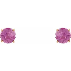 14K Rose 5 mm Natural Pink Sapphire Stud Earrings