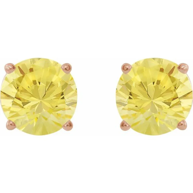 14K Rose 7 mm Lab-Grown Yellow Sapphire Stud Earrings