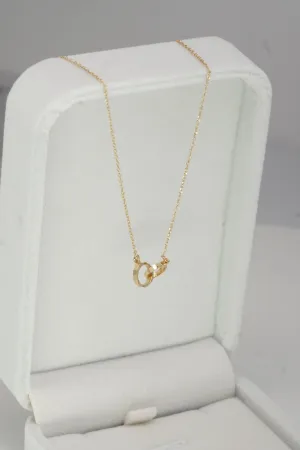 14K Solid Gold Interlocking Rings Necklace – Minimalist Elegance