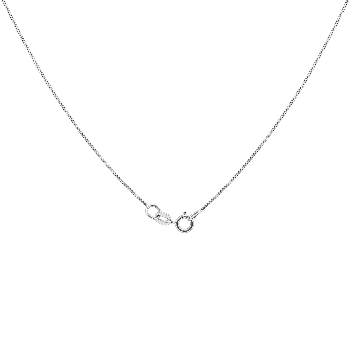 14K White Gold 16" Box Chain With Spring Ring Clasp