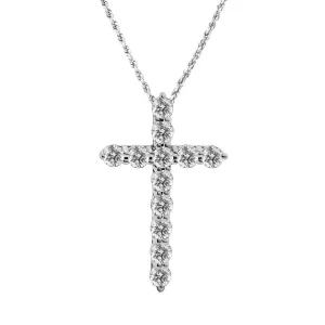 14k White Gold Classic Diamond Cross 0.50 Ctw