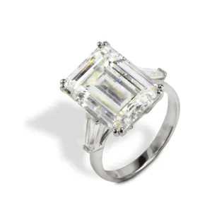 14k White Gold CZ Emerald Cut 9.70 CT