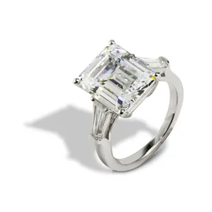 14k White Gold Ring Emerald Cut 7.00 CT