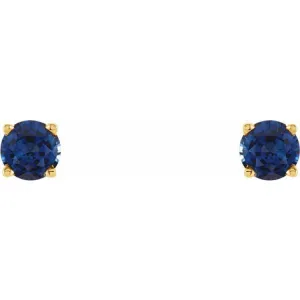 14K Yellow 5 mm Natural Blue Sapphire Stud Earrings