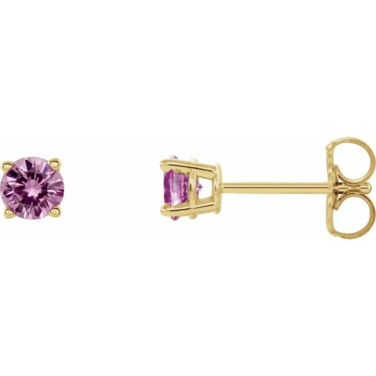 14K Yellow 5 mm Natural Pink Sapphire Stud Earrings