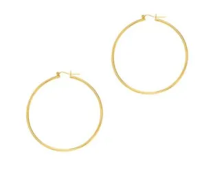 14K Yellow Gold 2mm Hoop Earrings